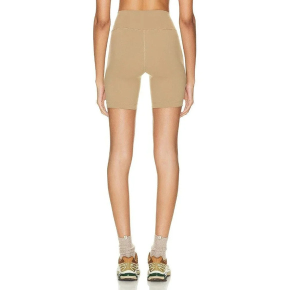 SPORTY & RICH Runner Biker Shorts in Espresso & White XSmall New Womens Spandex - Picture 2 of 16